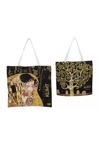 Τσάντα υφασμάτινη αδιαβροχοποιημένη Gustav Klimt The Kiss + The Tree of Life - Art shop στο diaplasibooks.gr
