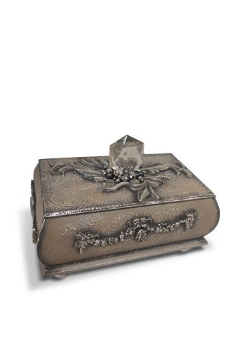 Ξύλινη μπιζουτιέρα ασημί - Art shop στο diaplasibooks.gr