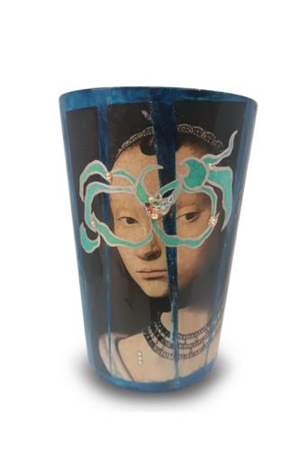 Βάζο  γυάλινο με μεικτή τεχνική - Art shop στο diaplasibooks.gr
