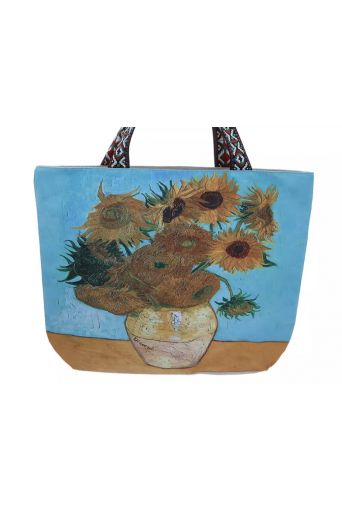 Τσάντα  αδιάβροχη με φερμουάρ  van Gogh ''Ηλιοτρόπια'' - Art shop στο diaplasibooks.gr