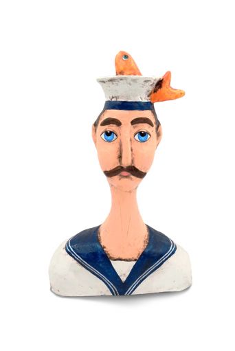Γλυπτό μπούστο  Greek Sailor από papier mache  - Art shop στο diaplasibooks.gr