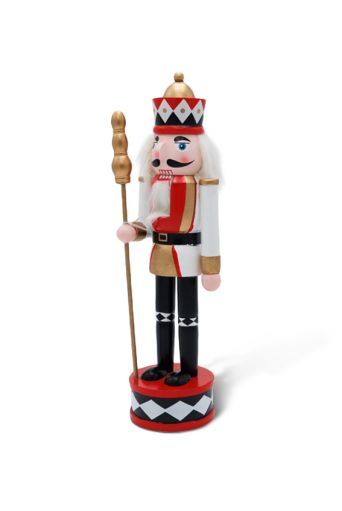 Καρυοθραύστης  ξύλινος  με  καρό στολισμό 30cm - Art shop στο diaplasibooks.gr