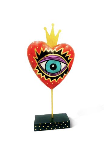 Καρδιά με μάτι και κορώνα από papier mache - Art shop στο diaplasibooks.gr