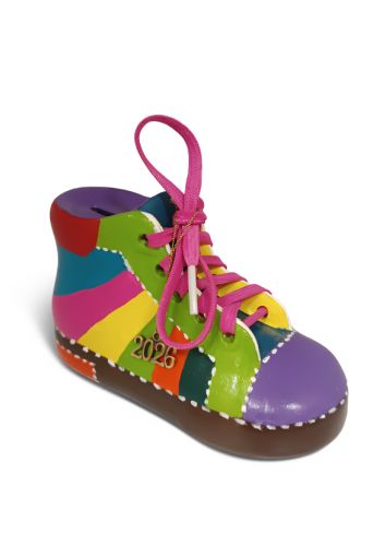 Κουμπαράς - γούρι "Παπούτσι Art" με ρίγες - Art shop στο diaplasibooks.gr