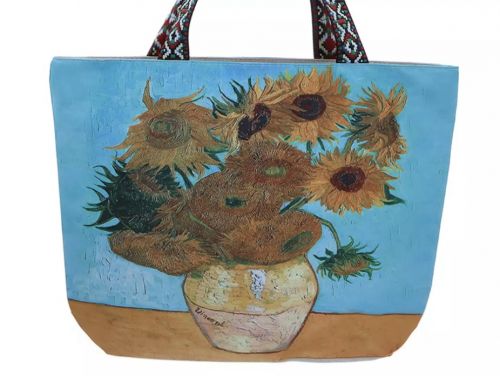 Τσάντα  αδιάβροχη με φερμουάρ  van Gogh ''Ηλιοτρόπια'' - Art shop στο diaplasibooks.gr