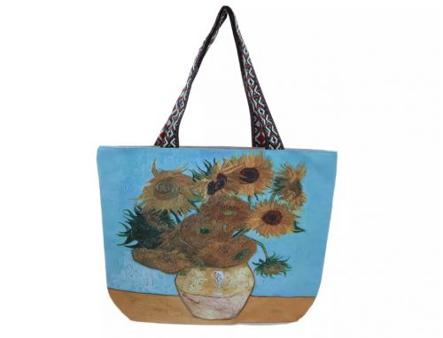 Τσάντα  αδιάβροχη με φερμουάρ  van Gogh ''Ηλιοτρόπια'' - Art shop στο diaplasibooks.gr