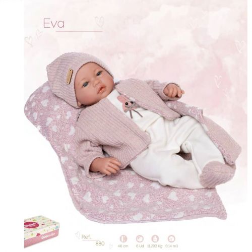 Κούκλα Μωρό, Eva, με ροζ ζακετάκι, 46εκ - Παιχνίδια στο diaplasibooks.gr