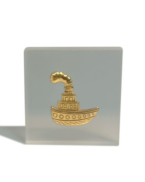 Καράβι με φουγάρο σε plexi glass 8x8x2cm - Art shop στο diaplasibooks.gr
