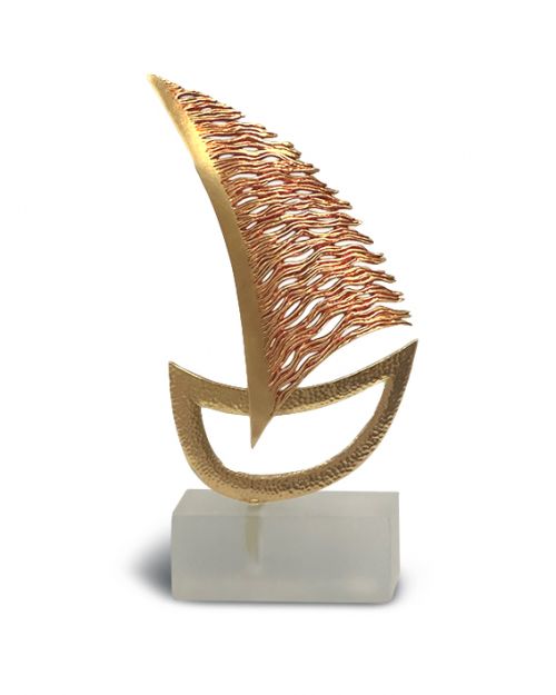 Ορειχάλκινο καράβι με κόκκινη οξείδωση σε plexi glass 15x9cm του Παναγιώτη Τζαφόλια - Art shop στο diaplasibooks.gr
