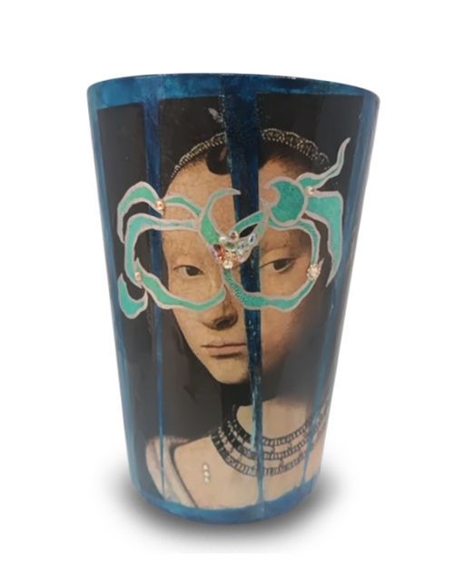 Βάζο  γυάλινο με μεικτή τεχνική - Art shop στο diaplasibooks.gr