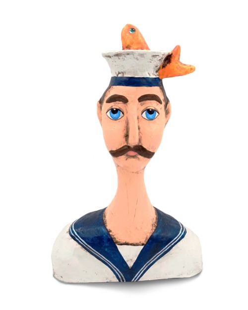 Γλυπτό μπούστο  Greek Sailor από papier mache  - Art shop στο diaplasibooks.gr