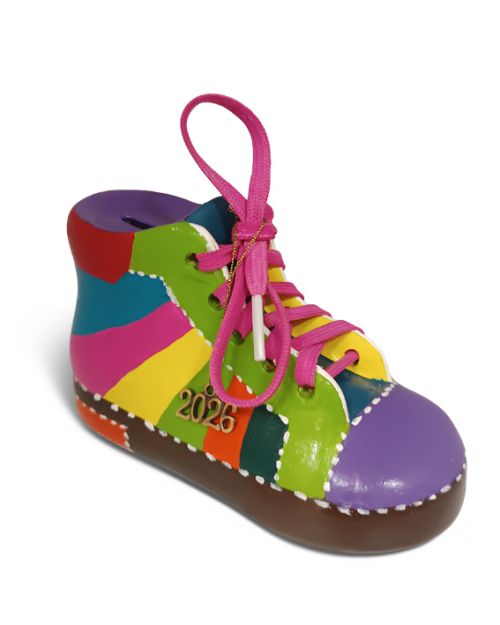 Κουμπαράς - γούρι "Παπούτσι Art" με ρίγες - Art shop στο diaplasibooks.gr