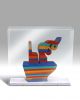 Καράβι σε plexiglass  ριγέ 15,5cm του Αντώνη Καστρινάκη - Art shop στο diaplasibooks.gr